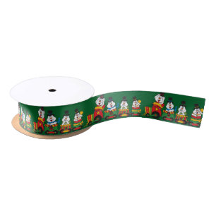 Ruban En Satin Motif de train Snowman Choo Choo