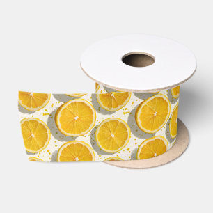 Ruban En Satin Motif de tranche d'orange baignée de soleil