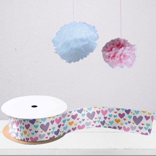Ruban En Satin Motif des Coeurs mignons (Créateur téléchargé)