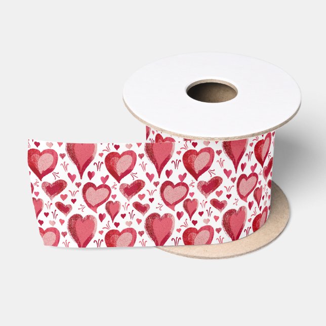 Ruban En Satin Motif des Coeurs rouges Dessin Saint Valentin (Bobine)