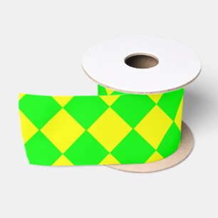 Ruban En Satin Motif diamant à carreaux jaune vert