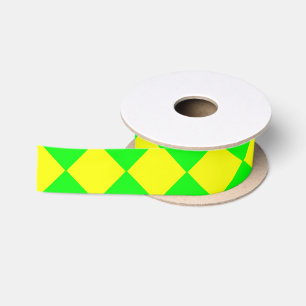 Ruban En Satin Motif diamant à carreaux jaune vert