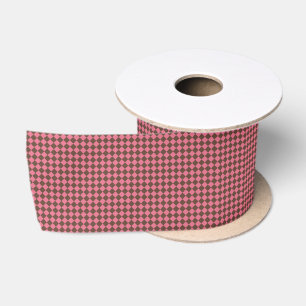 Ruban En Satin Motif diamant à carreaux rose marron