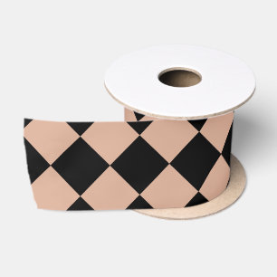 Ruban En Satin Motif diamant à carreaux rose noir