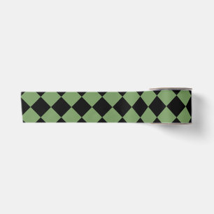 Ruban En Satin Motif diamant à carreaux vert noir