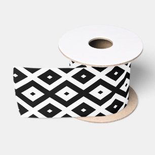 Ruban En Satin Motif diamant noir et blanc