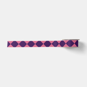Ruban En Satin Motif diamant rose pourpre Checker