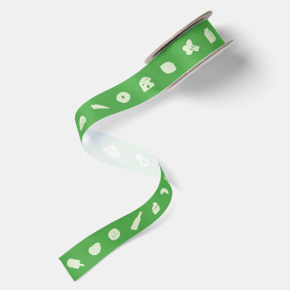 Ruban En Satin Motif d'icône alimentaire | Couleur modifiable