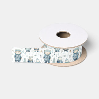 Ruban En Satin Motif d'ours en peluche en hiver