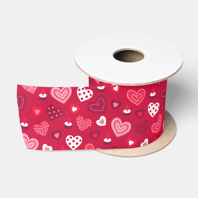 Ruban En Satin Motif du coeur de la Saint Valentin (Bobine)