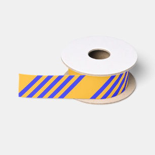 Ruban En Satin Motif électrique bleu et jaune cinq bandes