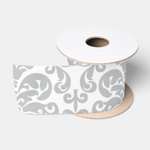 Ruban En Satin Motif élégant gris et blanc de damassé