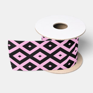 Ruban En Satin Motif en diamant rose pâle et noir