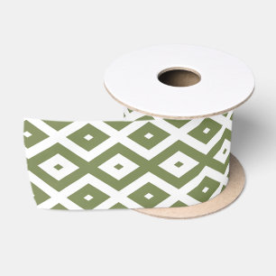 Ruban En Satin Motif en diamant vert et blanc