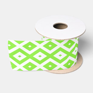 Ruban En Satin Motif en diamant vert et blanc
