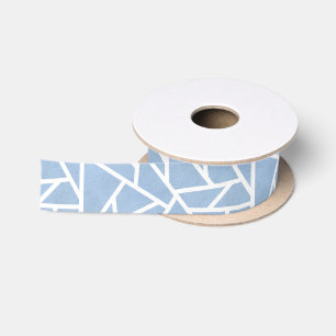 Ruban En Satin Motif en mosaïque bleu pâle et blanc