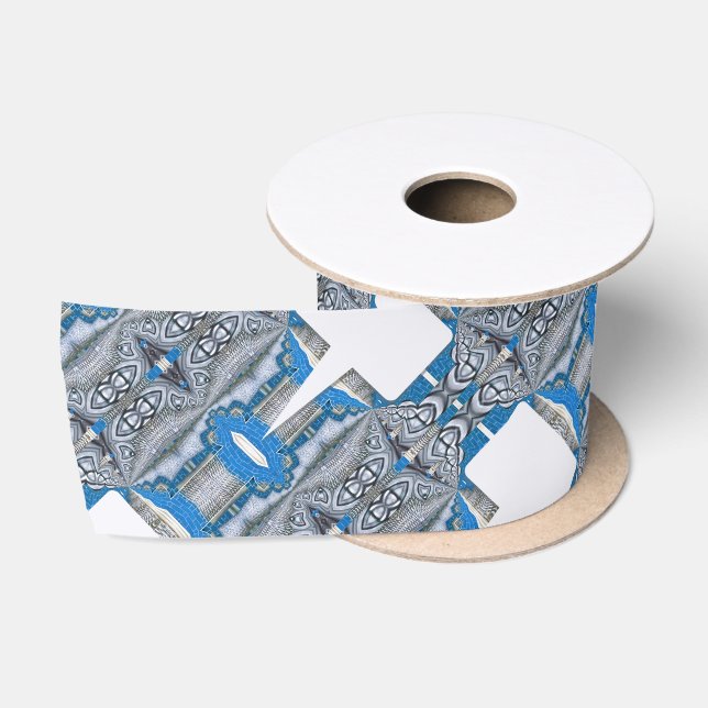 Ruban En Satin Motif et texte fractionné psychédélique (Bobine)