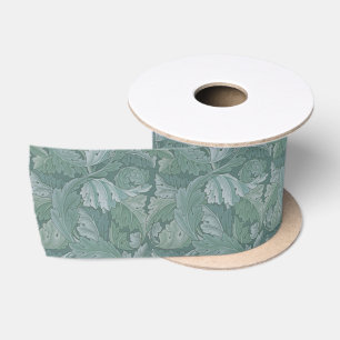 Ruban En Satin Motif feuille d'acanthe bleu sarcelle de William M