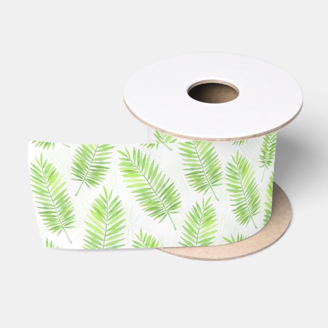 Ruban En Satin Motif feuille Palm (Bobine)