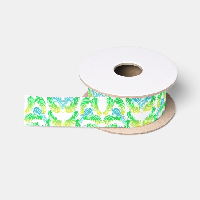 Ruban En Satin Motif feuille Palm (Bobine)