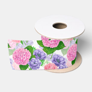 Ruban En Satin Motif floral aquarelle