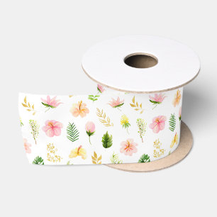 Ruban En Satin Motif floral de jungle tropicale