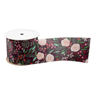 Ruban En Satin Motif floral moderne de Noël 
