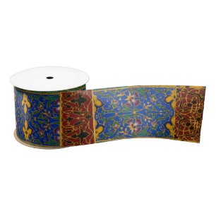 Ruban En Satin Motif floral persan décoratif complexe