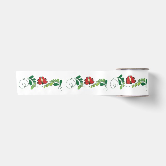 Ruban En Satin Motif folklorique hongrois Matyo (Devant)