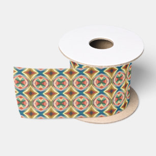Ruban En Satin Motif géométrique de blocs de couleurs d'art pop r