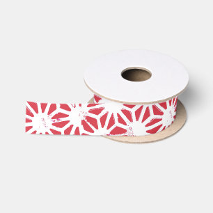 Ruban En Satin Motif géométrique rouge