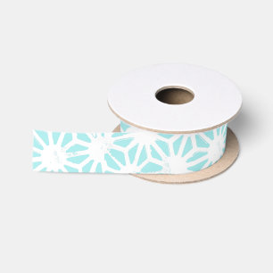 Ruban En Satin Motif géométrique turquoise