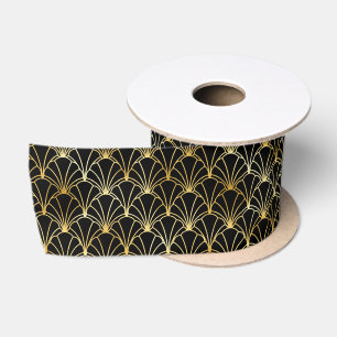 Ruban En Satin Motif Gold et Black Art Déco