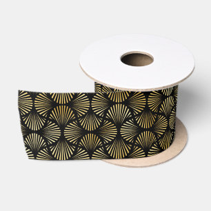 Ruban En Satin Motif Gold et Black Art Déco