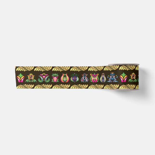 Ruban En Satin Motif hongrois folklorique (Devant)