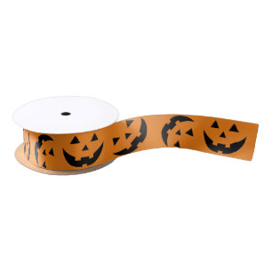 Ruban En Satin Motif Jack-o'-lantern noir orange amusant Hallowee