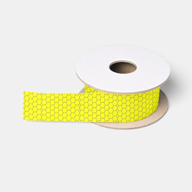 Ruban En Satin Motif jaune de nid d'abeilles (Bobine)
