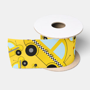 Ruban En Satin Motif jaune de taxi