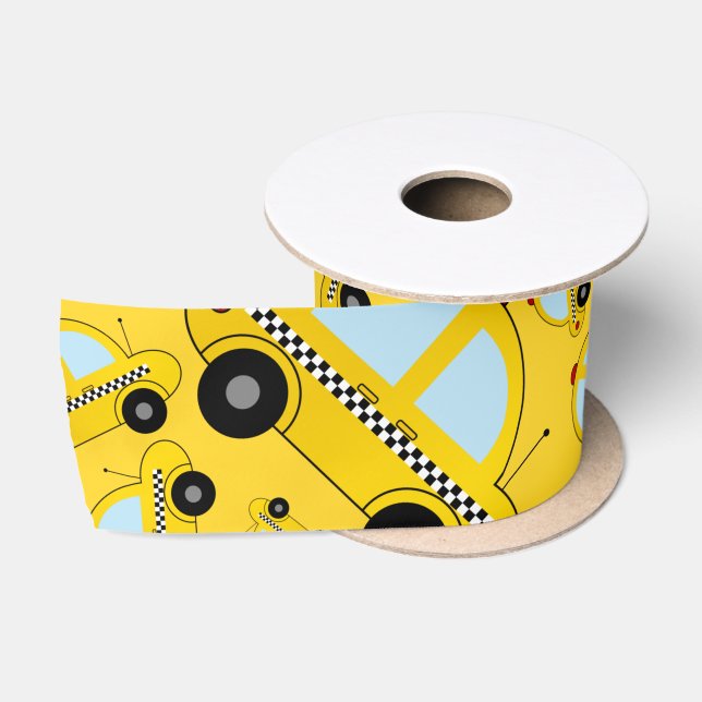 Ruban En Satin Motif jaune de taxi (Bobine)