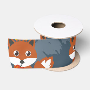 Ruban En Satin Motif mignon de Fox d'automne