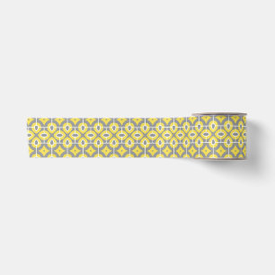 Ruban En Satin Motif moderne tendance gris et blanc Mosaïque