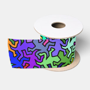Ruban En Satin Motif Mosaic Geckos - couleur