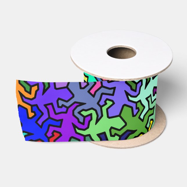 Ruban En Satin Motif Mosaic Geckos - couleur (Bobine)