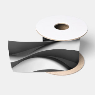 Ruban En Satin Motif ondulé noir et blanc tridimensionnel