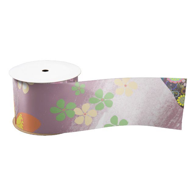 Ruban En Satin Motif papillon 7 (Bobine)