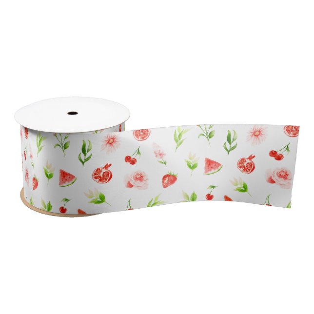 Ruban En Satin Motif Pastèque et Grenade (Bobine)