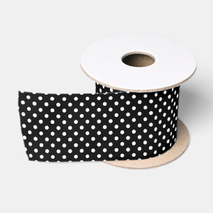 Ruban En Satin Motif Pois Blanc Noir et blanc