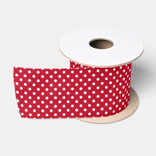 Ruban En Satin Motif Pois Blanc Rouge et blanc