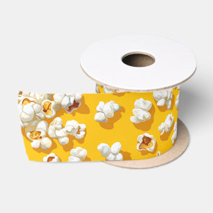 Ruban En Satin Motif Popcorn sur Fond Jaune