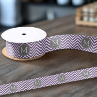 Motif pourpre et gris Chevron avec Monogram